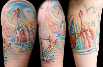 Looking for unique Timothy B Boor Tattoos?  Lost @ sea series half sleeve